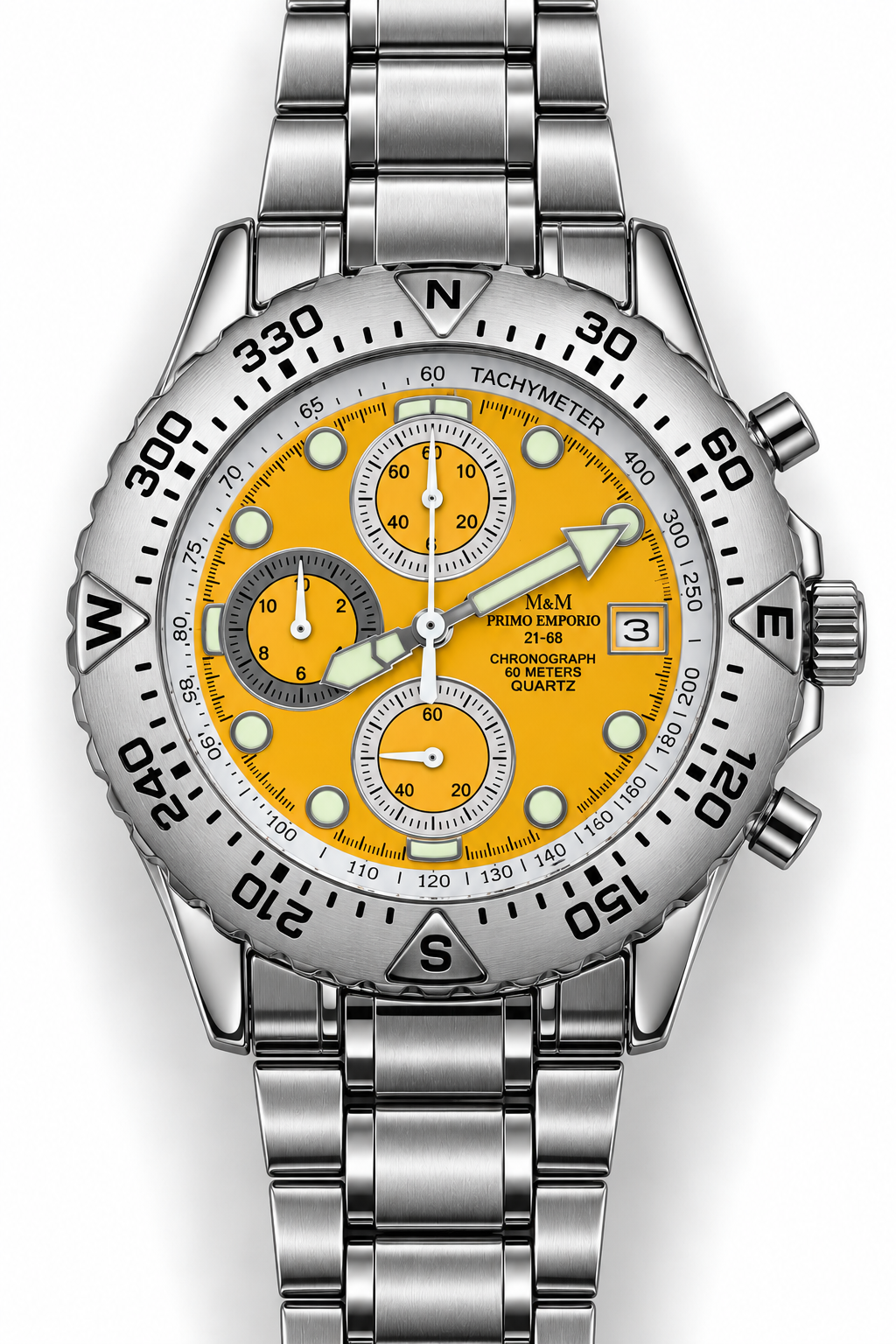 M&M Primo Emporio 21-68 — Cronografo Uomo Quadrante Giallo | Lancette Bianche o Rosse