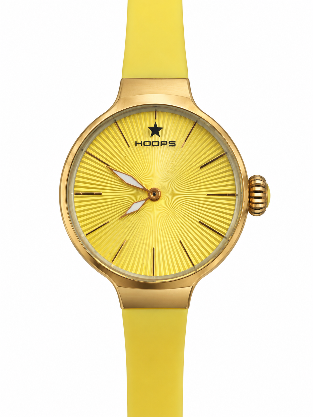 Orologio Hoops giallo con cassa dorata – Un raggio di sole al polso