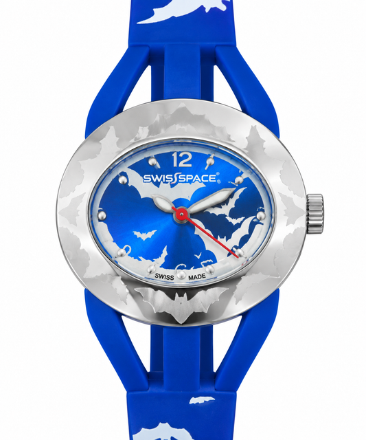 Swiss Space Bat Edition – Orologio Uomo Unisex Cinturino Silicone Pipistrelli | Nero, Blu
