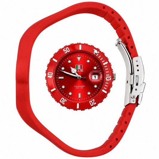 O.I.W. XXX Mariner Rosso - Orologio Unisex Sport Total Red Quadrante Rosso Cinturino Silicone 30M