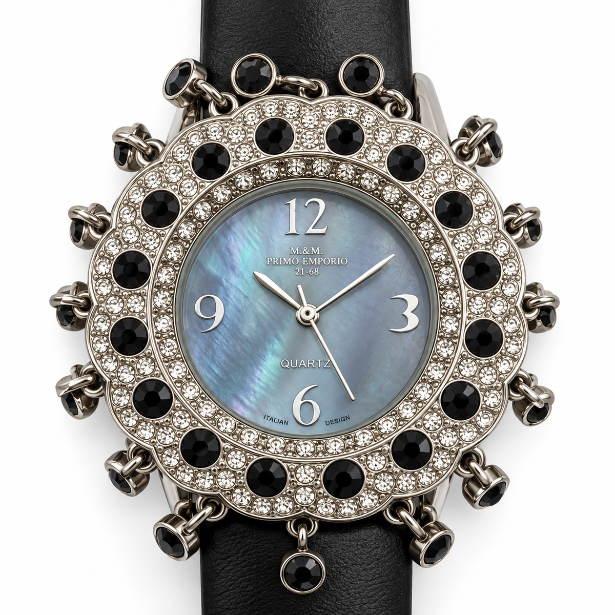 Orologio donna M&M Primo Emporio con strass e pendenti, rosso, turchese, beige o nero