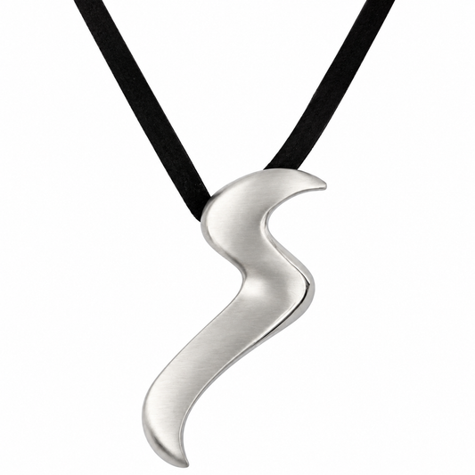 Breil – Collana Pendente Onda Sinuosa Acciaio Spazzolato con Cordino Nero