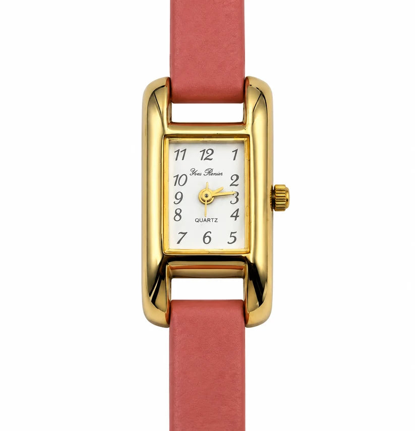 Orologio donna Yves Renoir rettangolare dorato con cinturino colorato