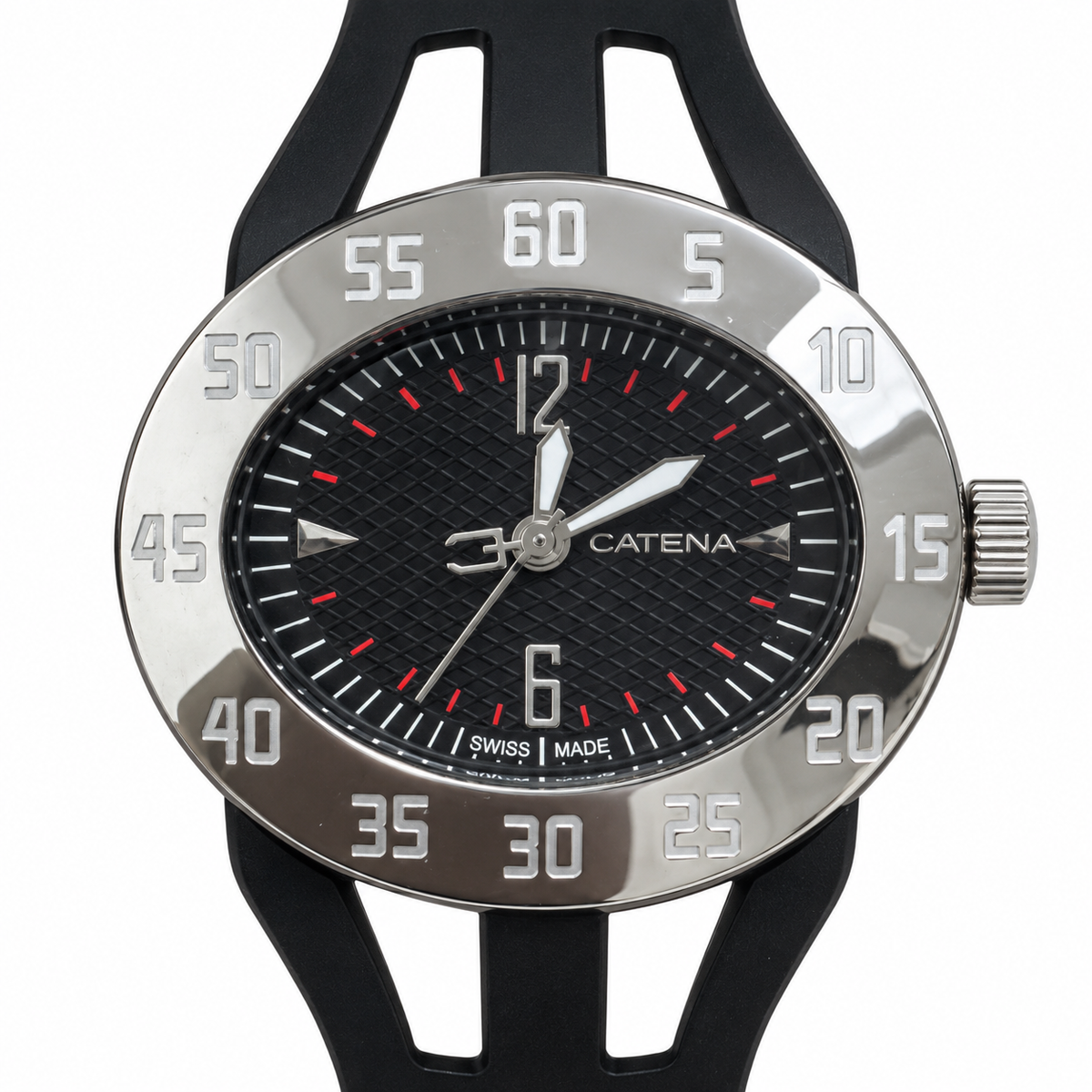 Orologio Catena con quadrante nero e lunetta numerata