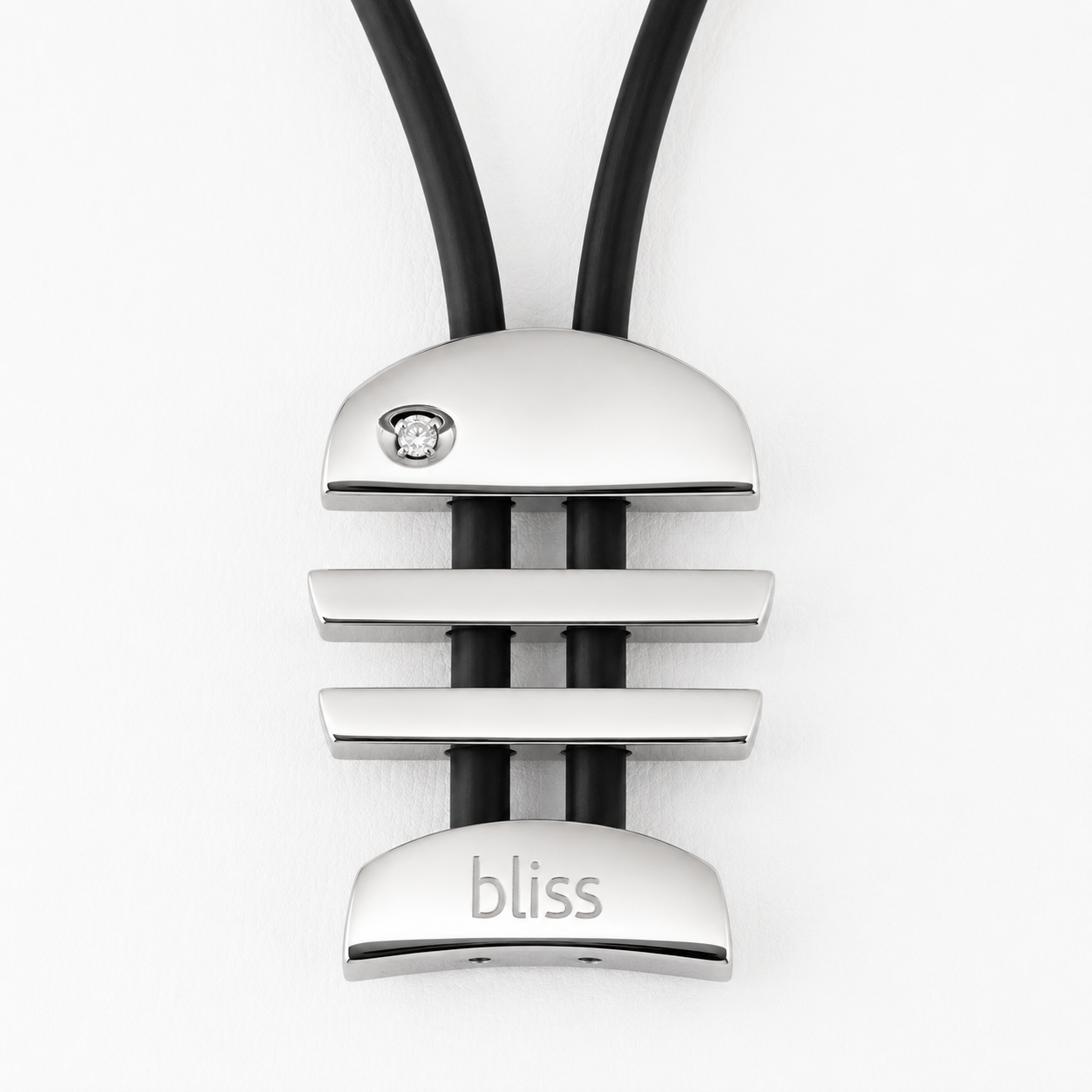 Bliss – Collana Pendente Acciaio Lucido con Cristallo e Cordino Nero