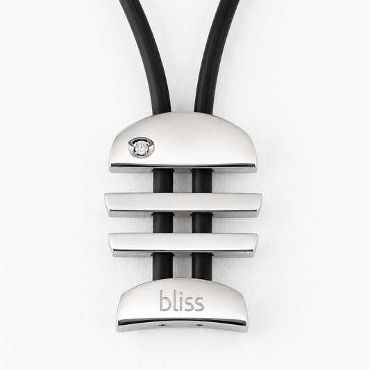 Bliss – Collana Pendente Acciaio Lucido con Cristallo e Cordino Nero