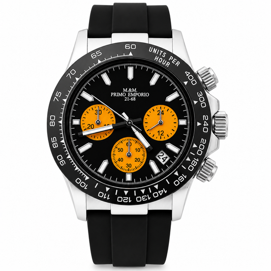 M&M Primo Emporio Sport Chrono 21-68 – Cassa Acciaio Quadrante Nero/Arancio