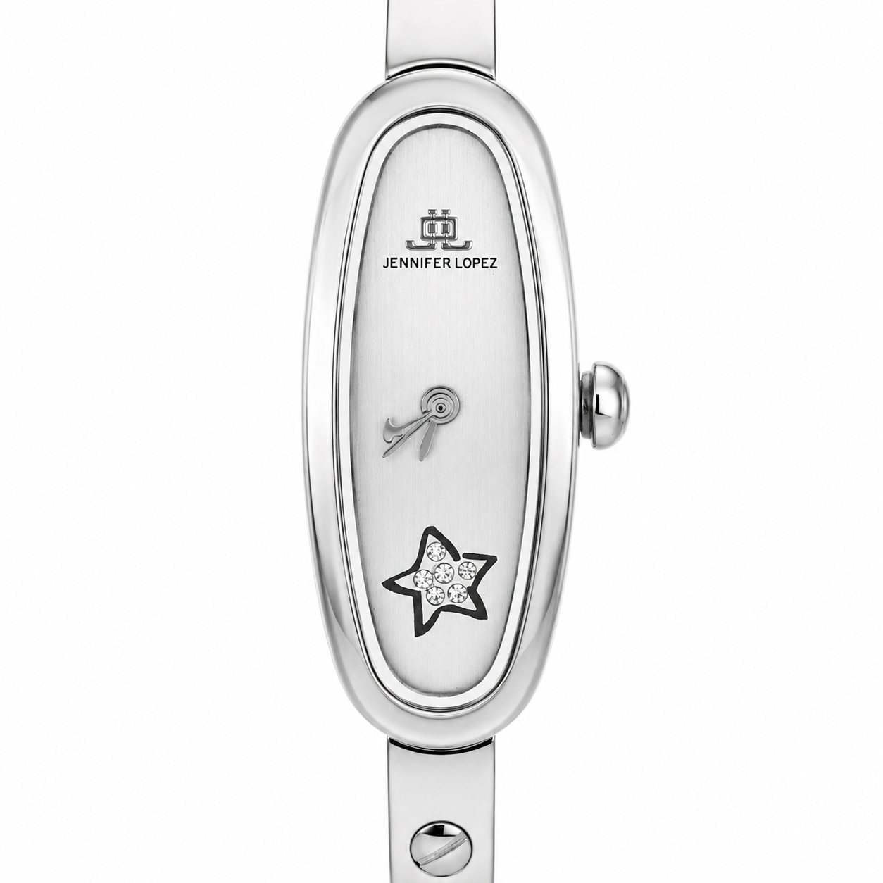 Jennifer Lopez Orologio Donna Ovale Allungato Argento Stella Cristalli Bangle