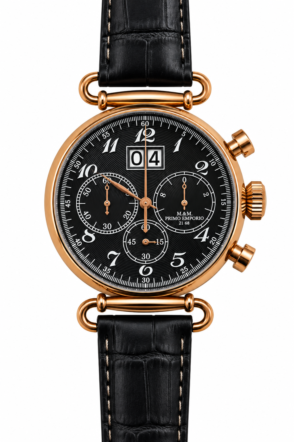 M&M Primo Emporio 21-68 Cronografo Grande Data Rose Gold Quadrante Nero