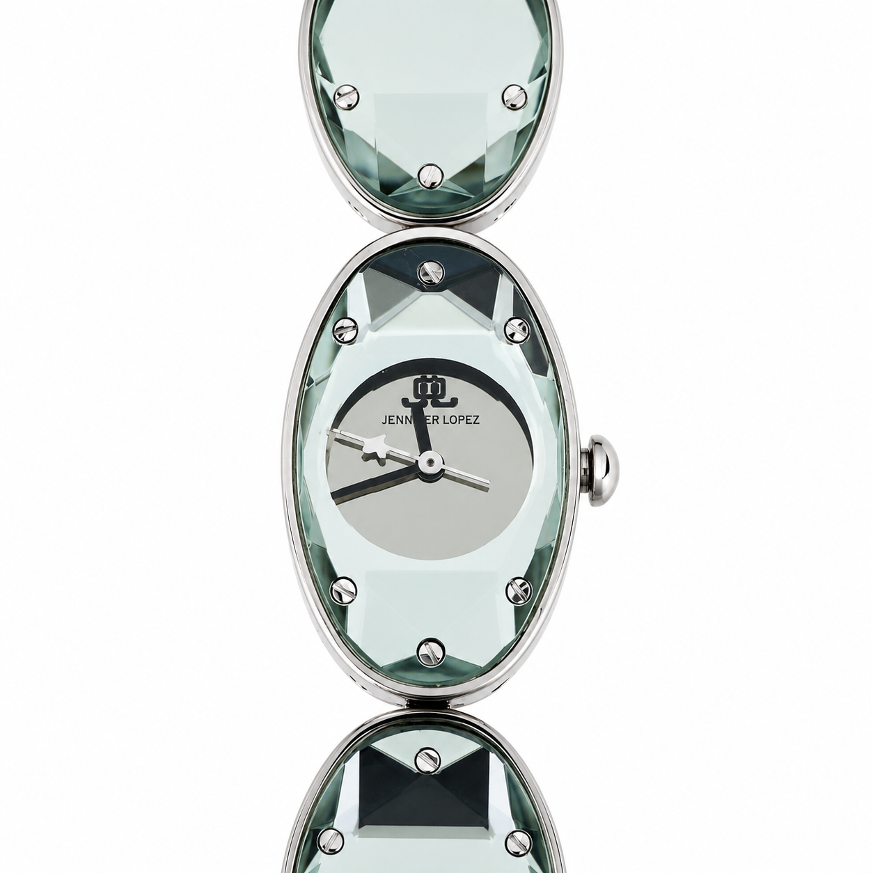 Jennifer Lopez Orologio Donna Ovale Cristallo Verde Acqua Argento