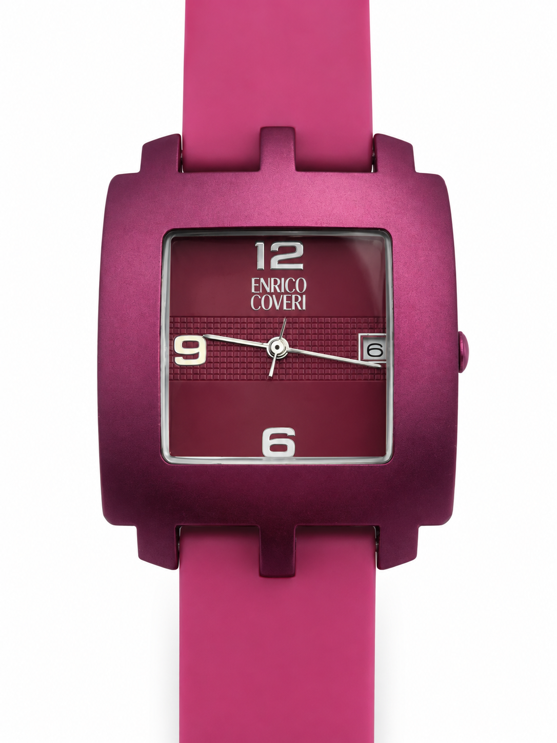 Orologio Enrico Coveri fucsia con cassa squadrata e datario