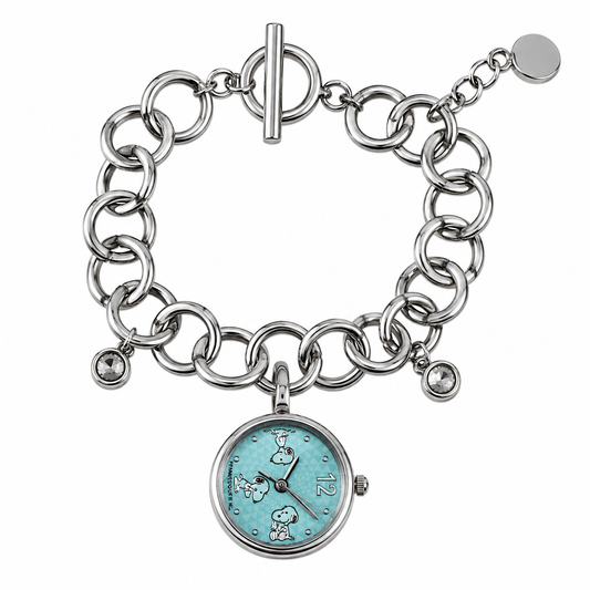 Peanuts Snoopy – Bracciale Orologio Charm Argento Quadrante Tiffany