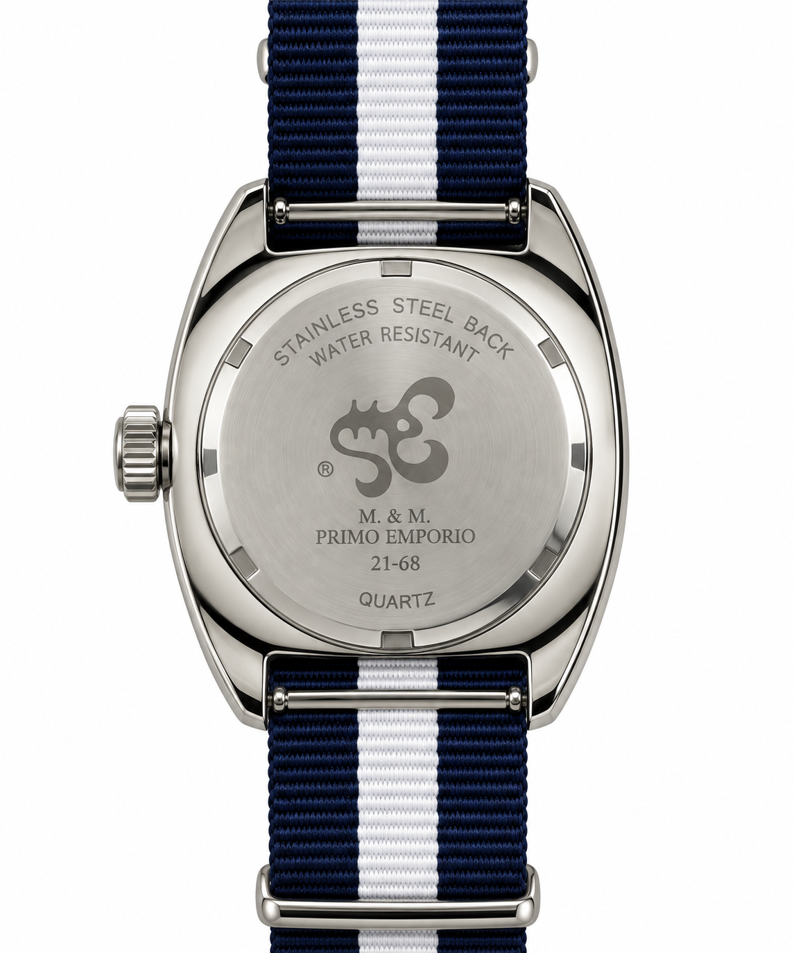 M.&M. Primo Emporio 21-68 – Orologio Unisex Cassa Acciaio Quarzo Cinturino NATO | Blu, Verde, Rosso, Bianco
