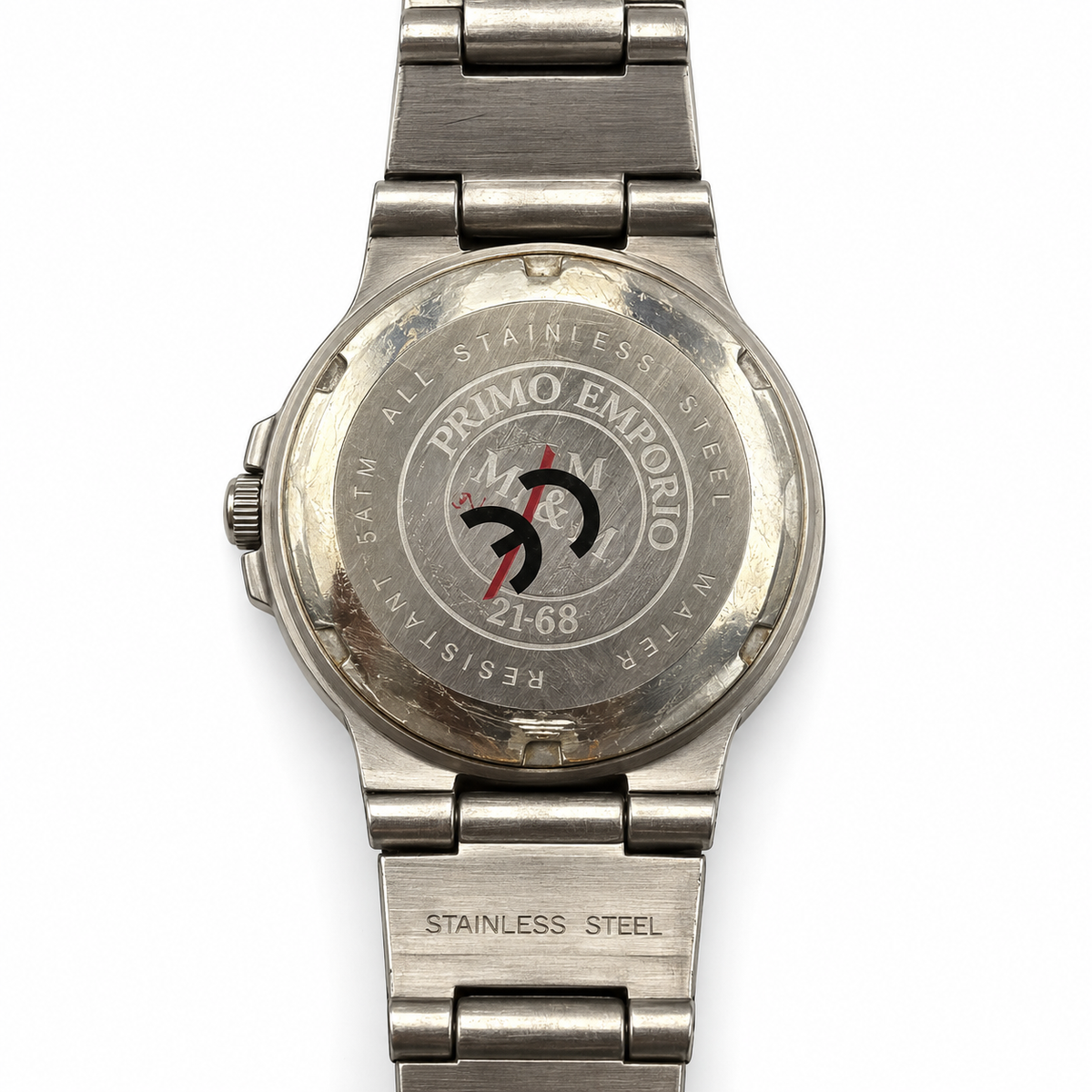 Orologio M&M Primo Emporio 21-68 in acciaio con datario, quadrante blu o bianco