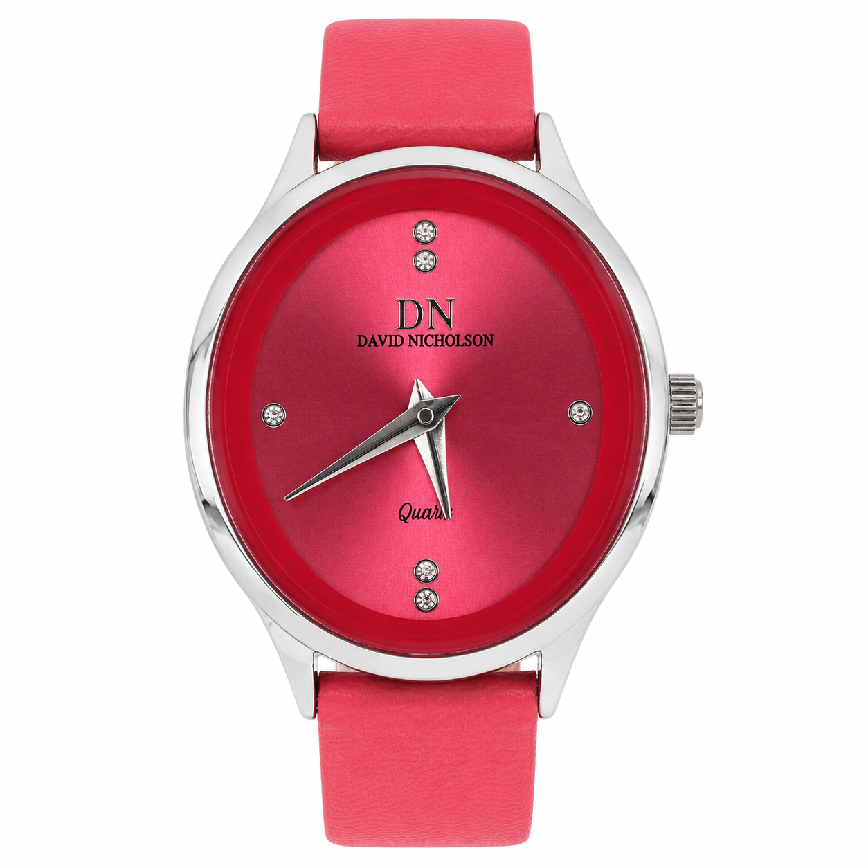 David Nicholson DN – Orologio Donna Quarzo Quadrante Fucsia con Cristalli e Cinturino Pelle Fucsia