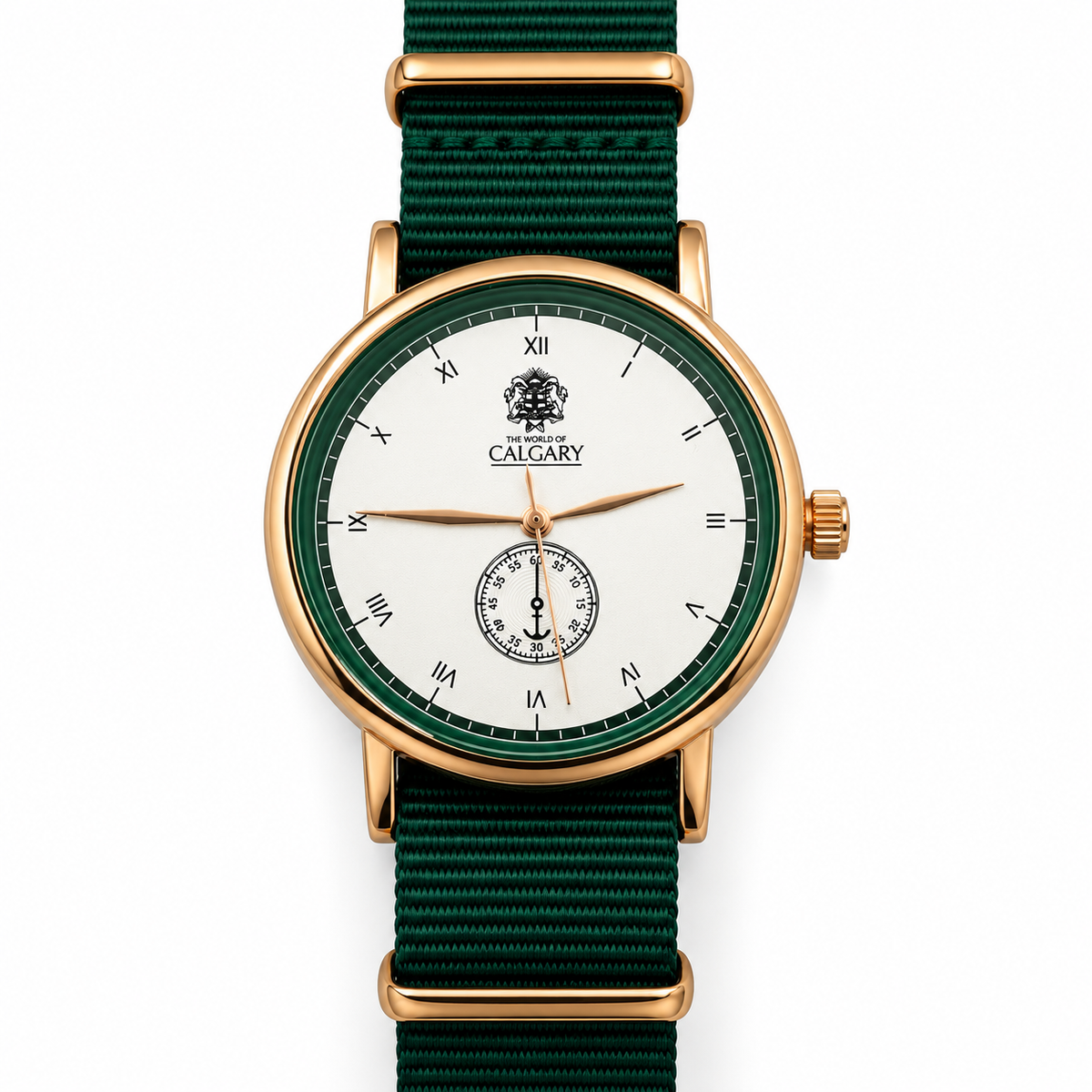 Orologio Calgary Wild Savannah dorato con quadrante bianco e cinturino verde
