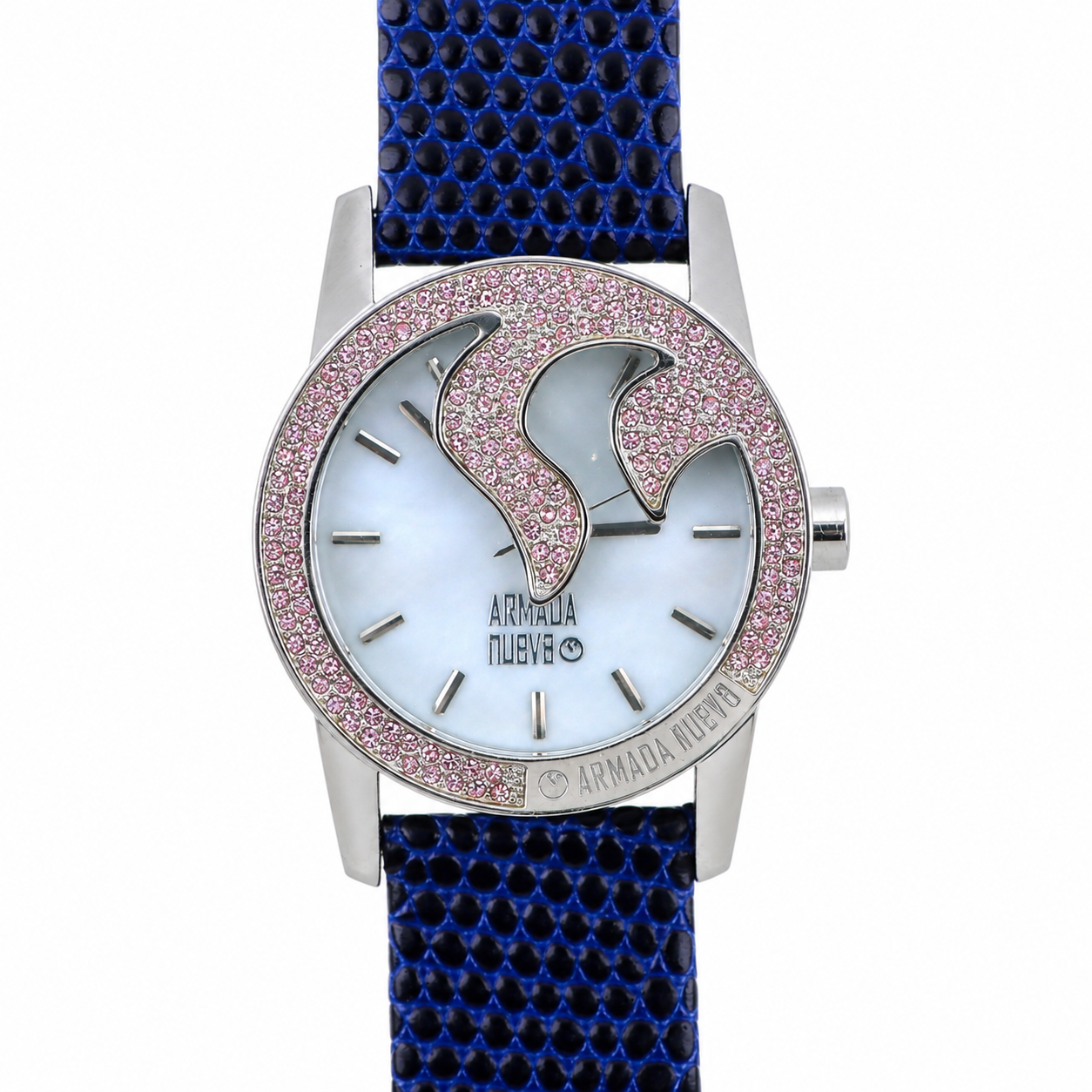 Armada Nueva – Orologio Donna Quadrante Madreperla Cristalli Rosa e Cinturino Blu
