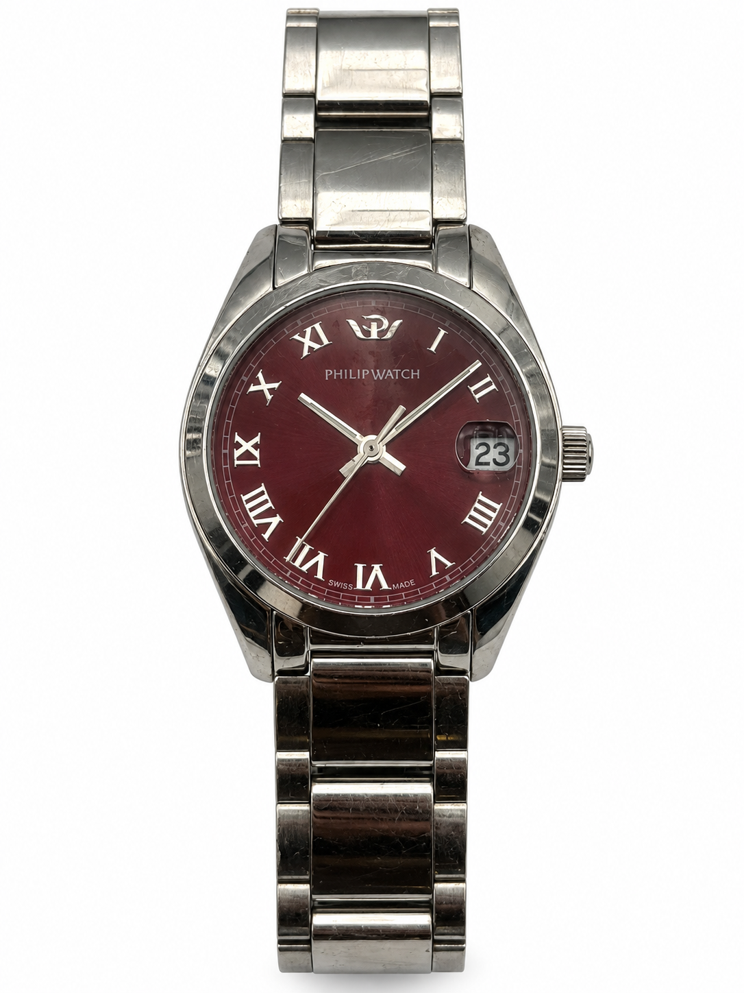 Philip Watch quadrante bordeaux per ricambi – Fondo di magazzino senza movimento