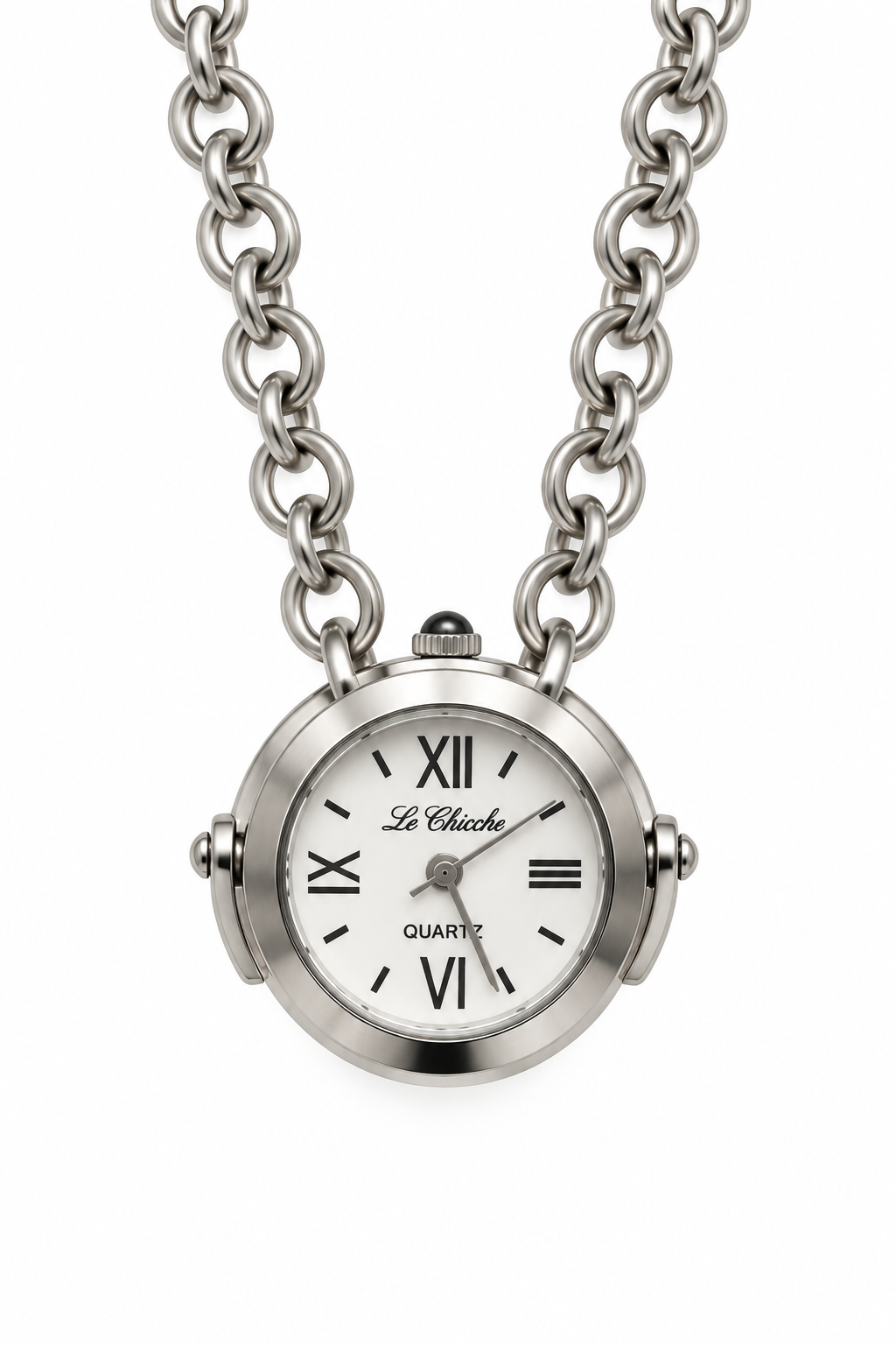 Collana Statement Pendente Corno Pietra Nera Marmorizzata Catena Rolo Argento Antico