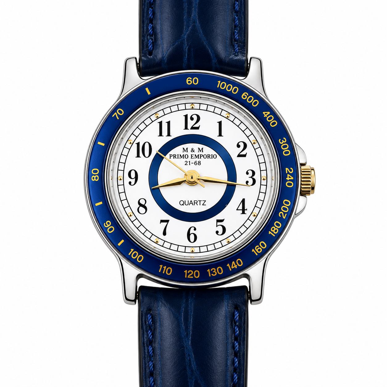 M&M Primo Emporio 21-68 – Orologio Quartz Lunetta Blu Tachimetrica Cinturino Pelle Blu