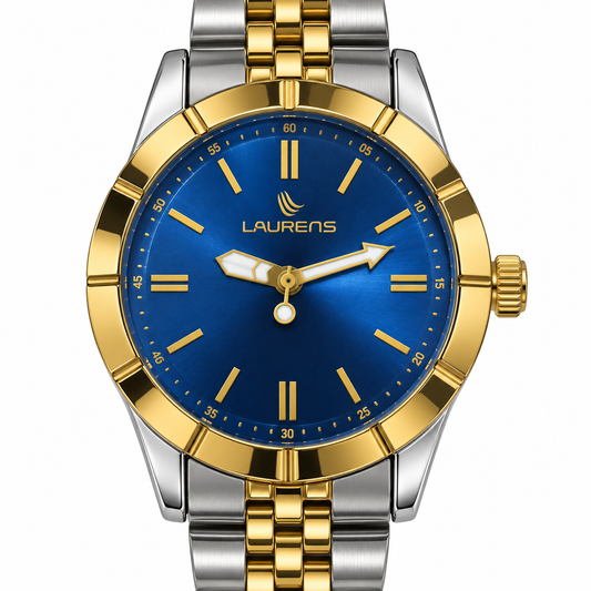 Orologio Laurens Uomo al Quarzo, Cassa Bicolore Acciaio e Oro, Quadrante Blu o Azzurro