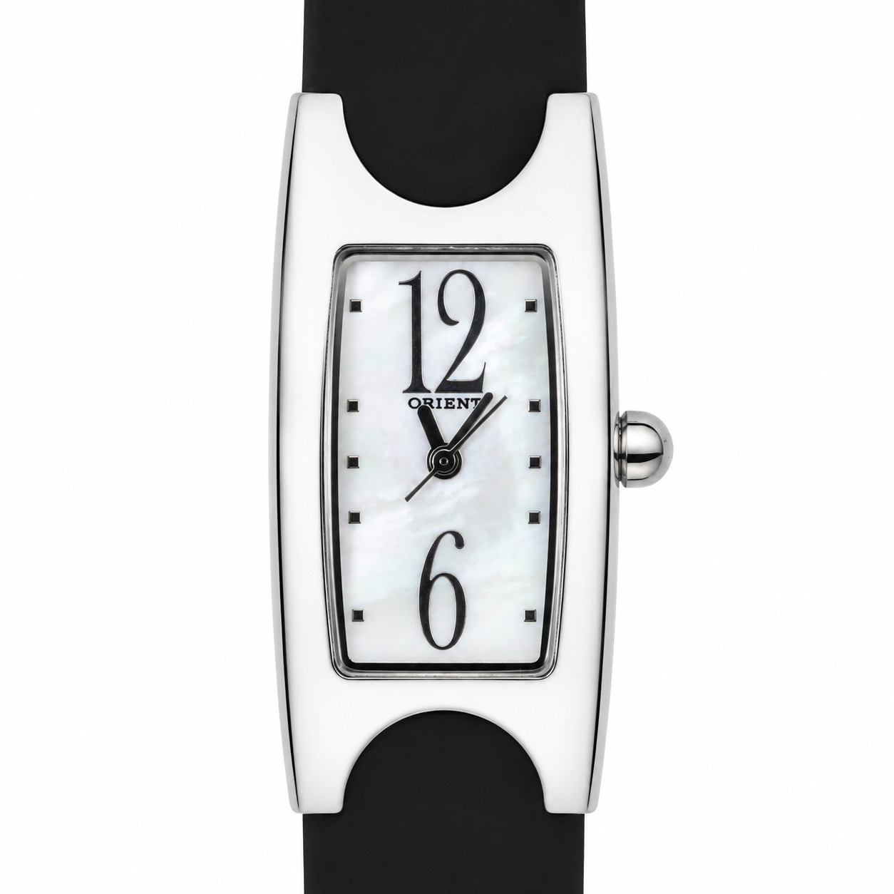 Orologio Orient Lady Bangle - Cassa Avvolgente Silver con Quadrante Madreperla e Cinturino Nero
