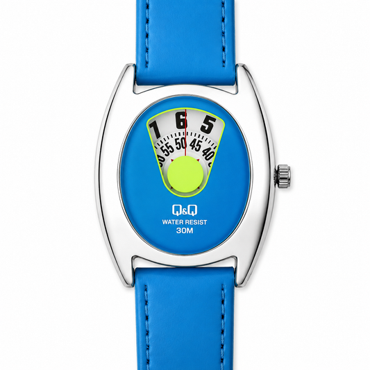 Q&Q Water Resist 30M — Orologio Display a Settore Blu e Giallo