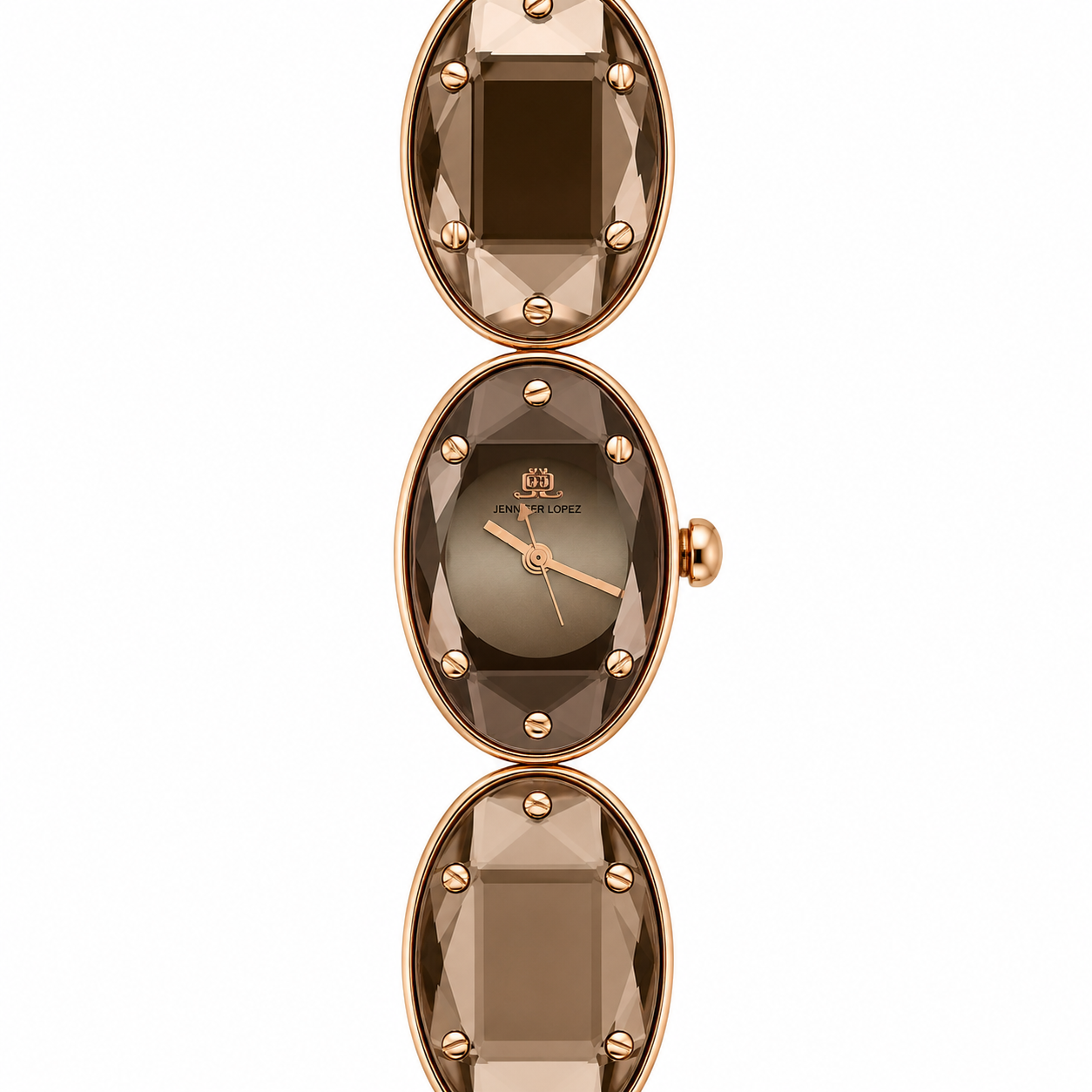 Jennifer Lopez Orologio Donna Ovale Cristallo Fumé Oro Rosa Bracciale Gemma