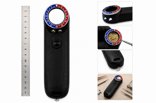 00TOKIO lente d'ingrandimento per orologiai bezel Pepsi rosso blu con LED frontali