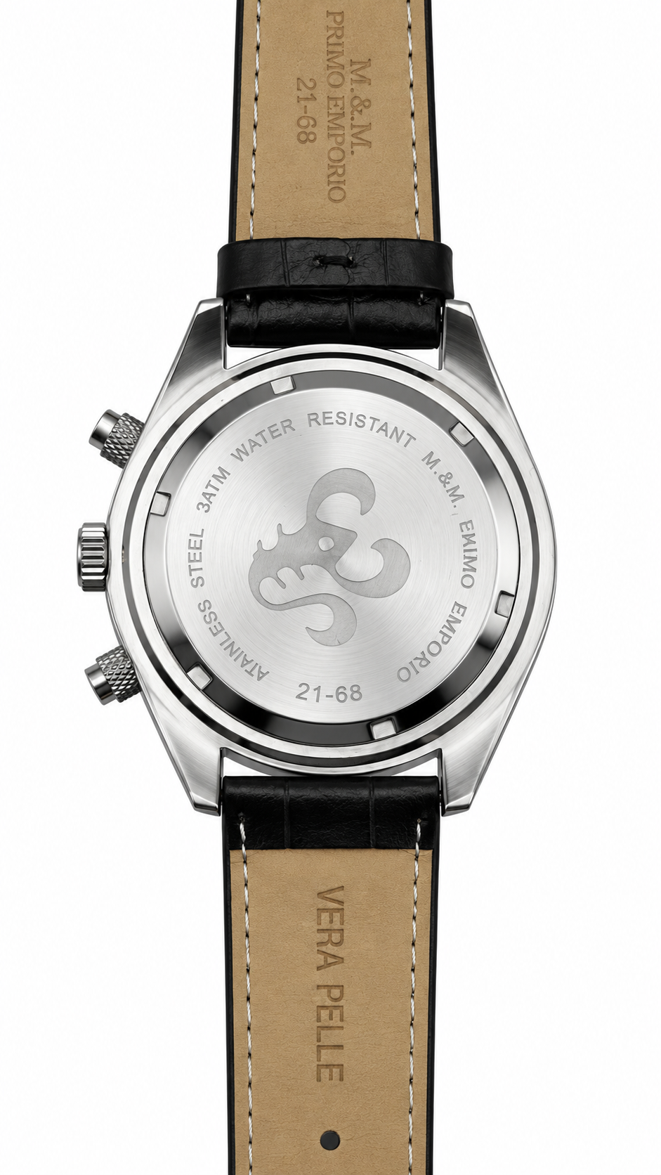 M&M Primo Emporio 21-68 – Cronografo Bianco Nero Lunetta Cannellé Cinturino Pelle Nero