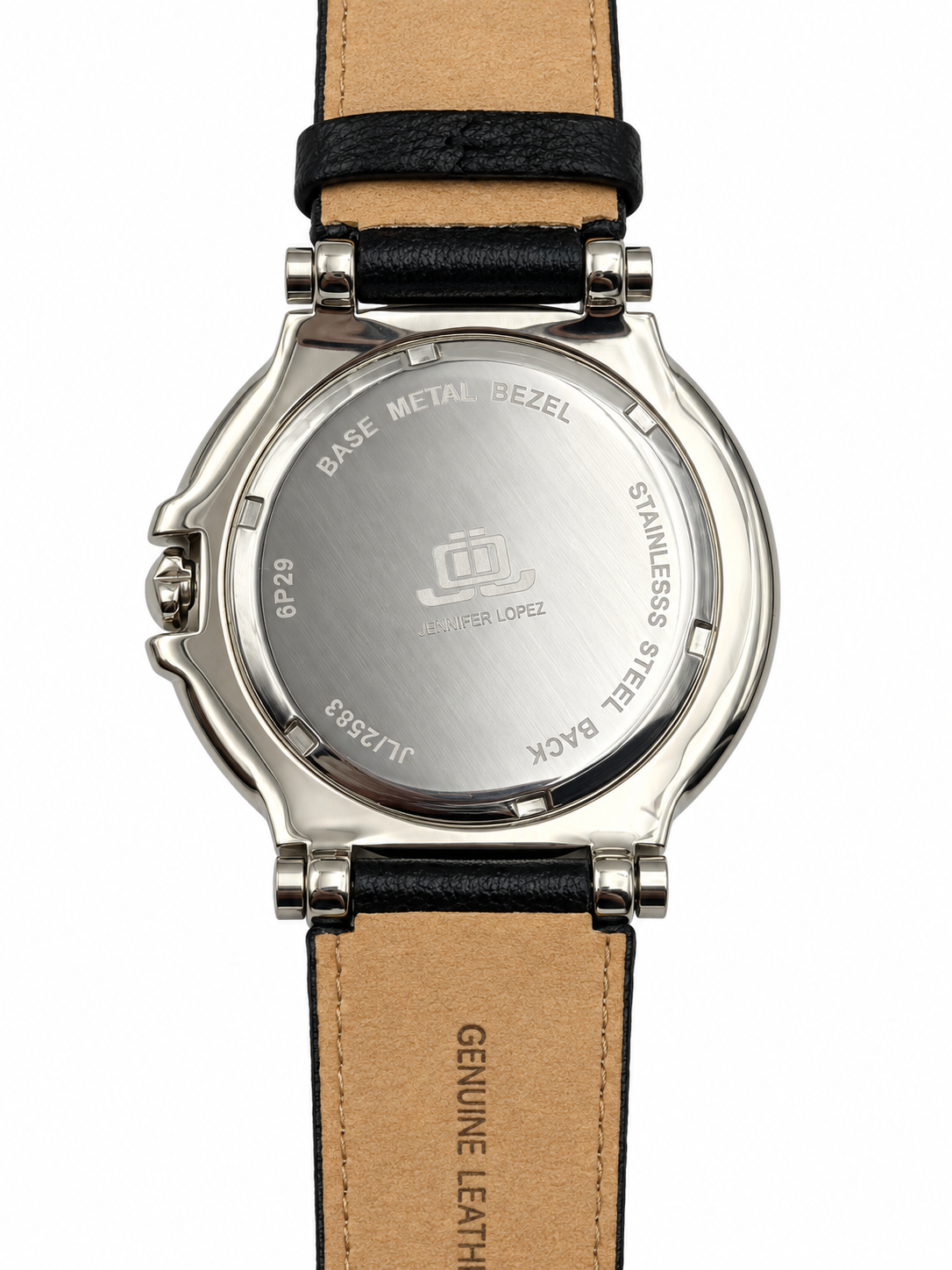 Orologio donna JLO by Jennifer Lopez nero con cuori, strass e cinturino in pelle