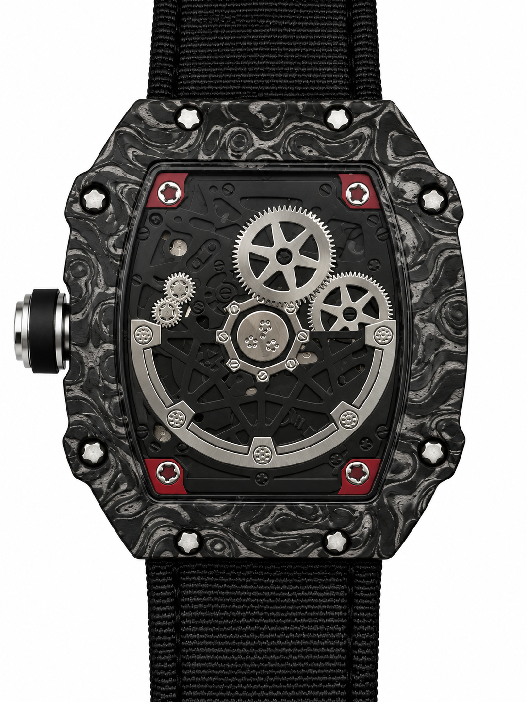 Orologio Skeleton con cassa in policarbonato - BLACK