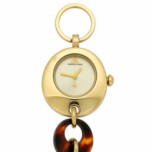 Jennifer Lopez Orologio Donna Dorato con Cinturino a Maglie Tartaruga