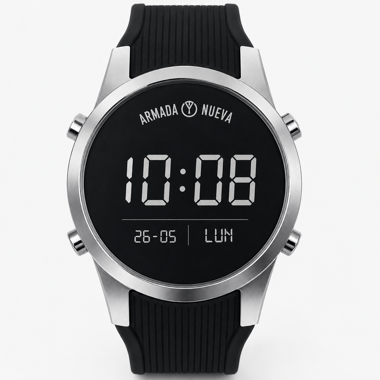 Armada Nueva – Orologio Digitale LCD con Data, Giorno e Cinturino Silicone Nero