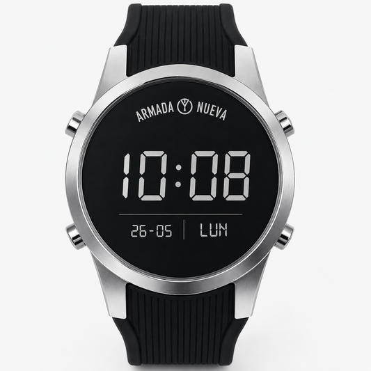 Armada Nueva – Orologio Digitale LCD con Data, Giorno e Cinturino Silicone Nero