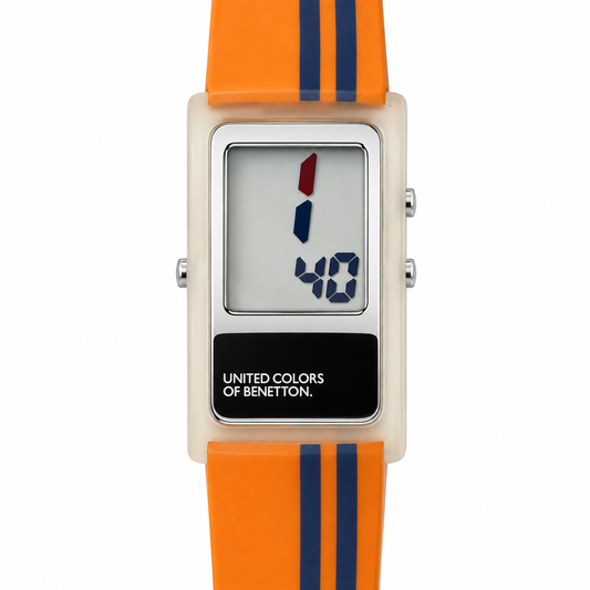 Orologio United Colors of Benetton Digital Orange - Display LCD e Cinturino Arancione con Strisce Blu