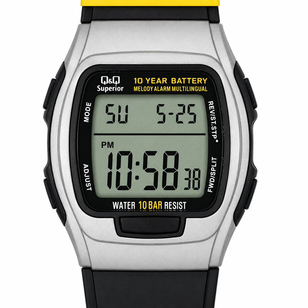 Q&Q Superior Orologio Digitale Uomo – Batteria 10 Anni Melody Alarm WR 10 Bar