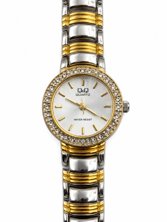 Orologio Q&Q Riflessi di Luce bicolore con lunetta brillante