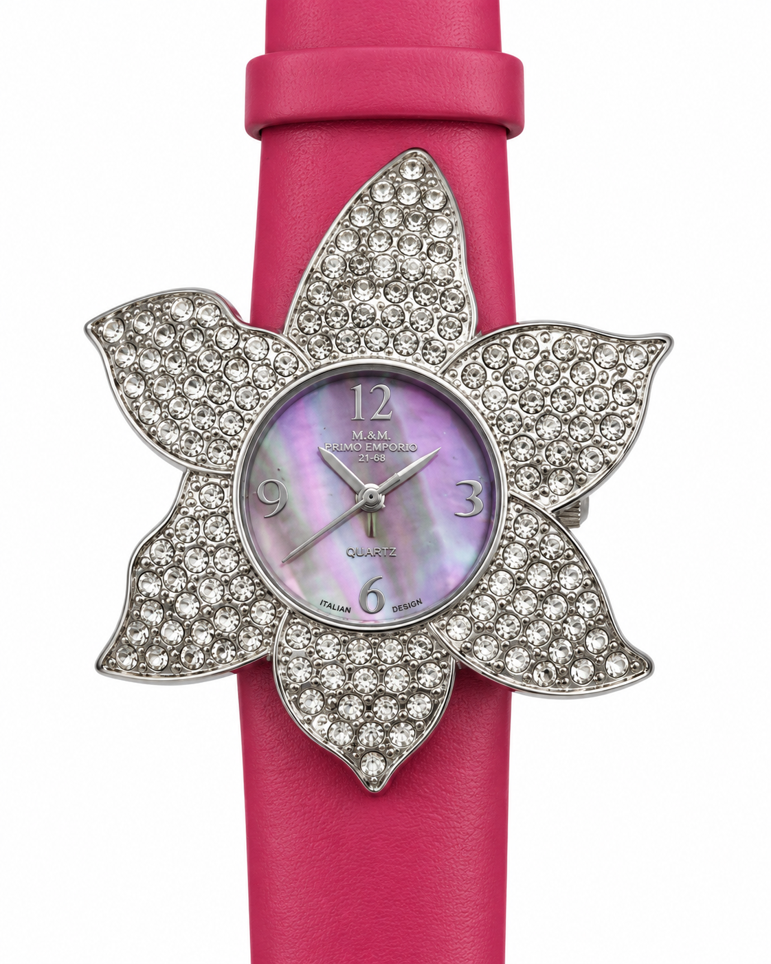 M&M Primo Emporio – Orologio Donna Fiore Cristalli Pavé Quarzo | 5 Colori