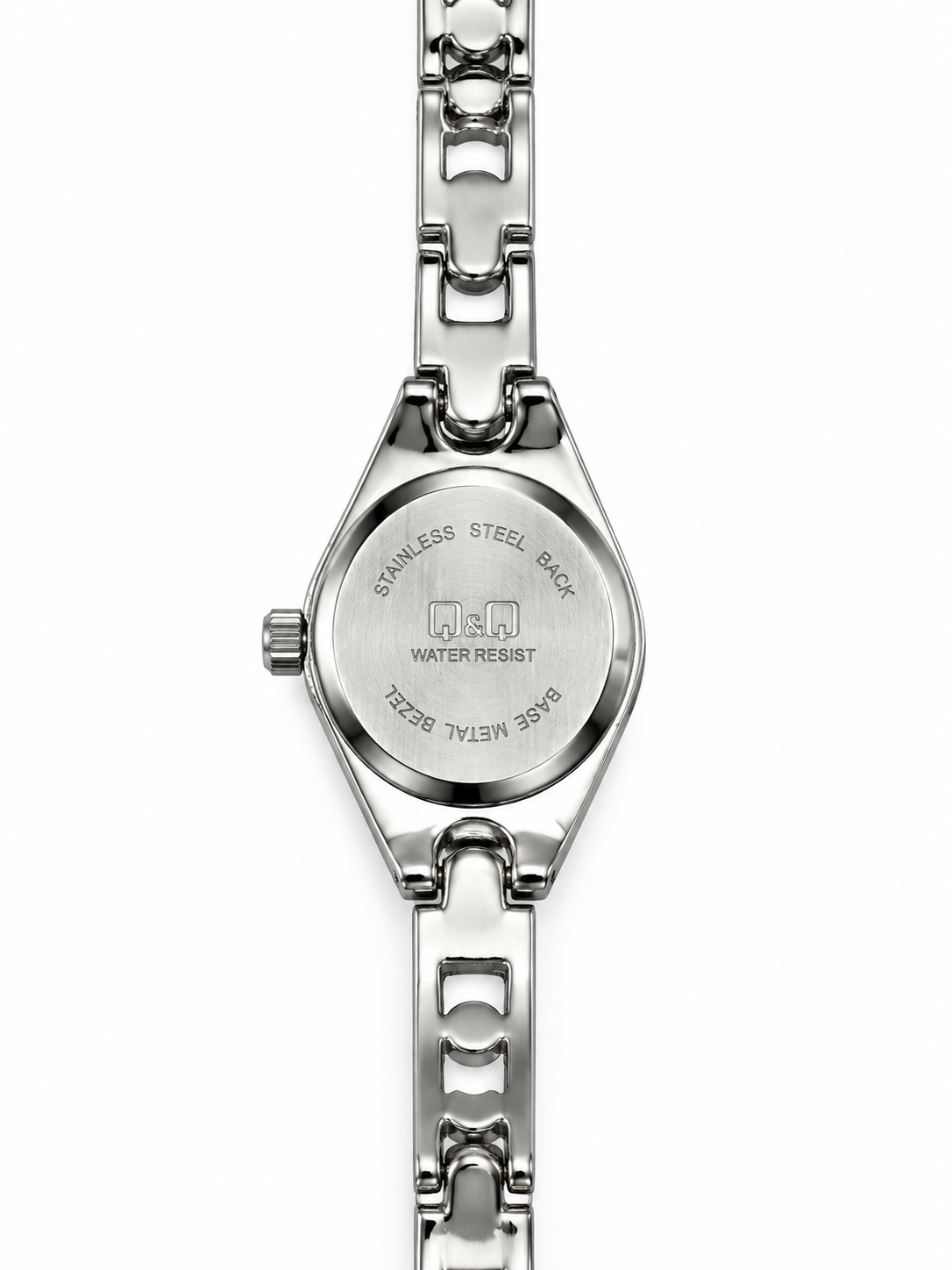 Orologio Q&Q con quadrante rosa e bracciale argentato con punti luce