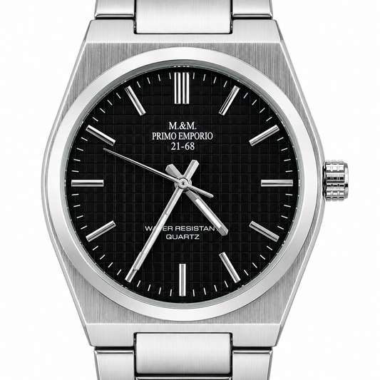 M.&M. Primo Emporio 21-68 – Dress Watch Quarzo Quadrante Nero Bracciale Acciaio