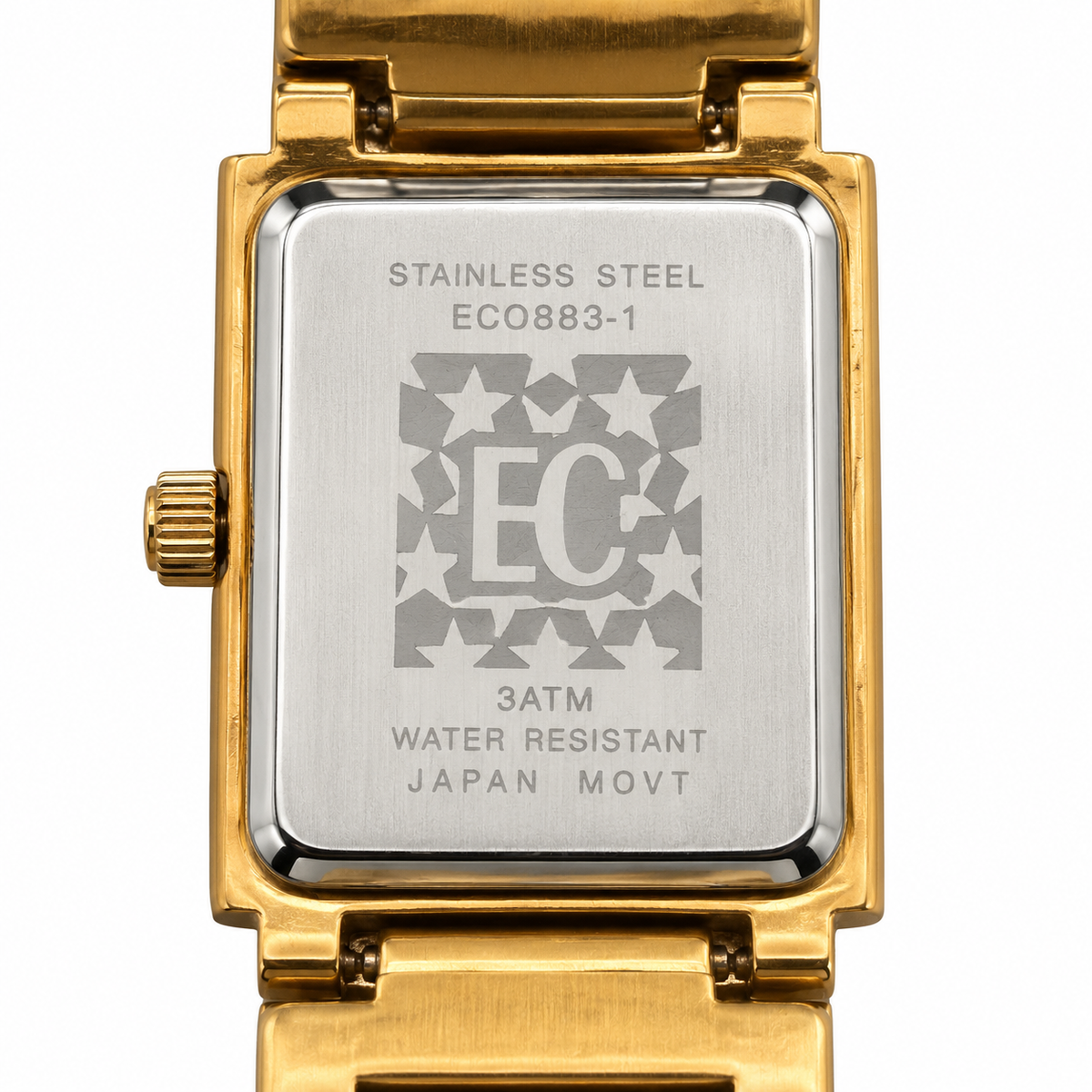 Enrico Coveri – Orologio Donna Rettangolare Gold Quadrante Nero e Cristalli