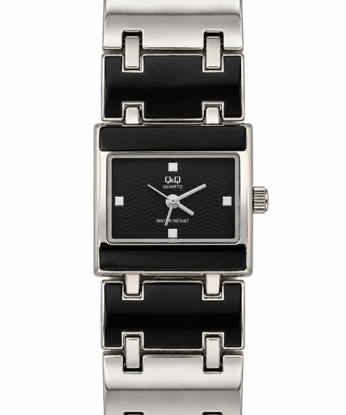 Q&Q Quartz Orologio Donna – Bracciale a Piastre Rosa o Nero Cassa Rettangolare Quadrante Rosa WR