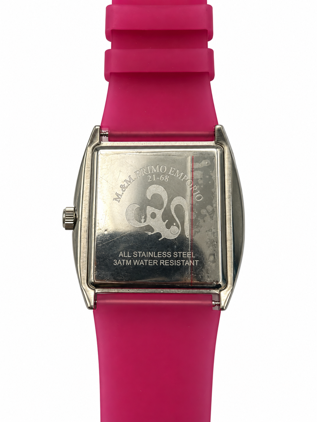 Orologio M&M Primo Emporio fucsia con cassa tonneau in acciaio