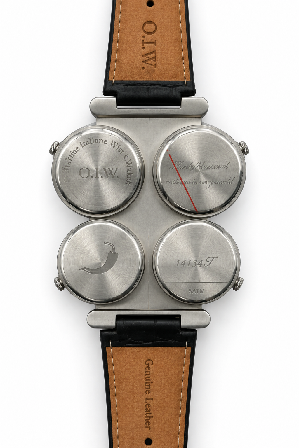 O.I.W. Officine Italiane Watch 4 Time Zones Roma London Hong Kong New York Acciaio