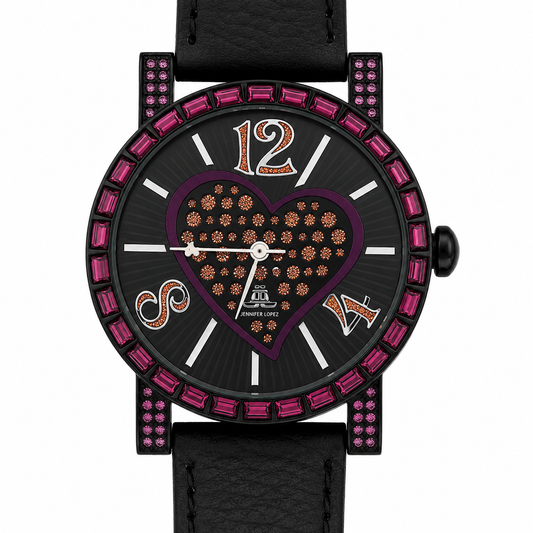 Jennifer Lopez Orologio Donna Heart Nero Cristalli Rubino Cuore