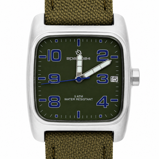 Spazio24 – Orologio Uomo Military Green 5ATM Cinturino Canvas