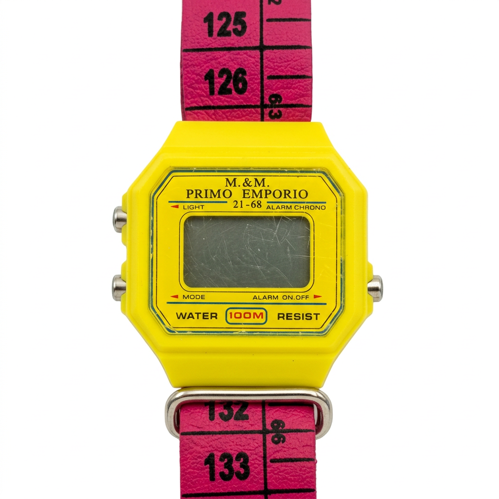 Orologio M&M Primo Emporio 21-68, cassa Gialla, cinturino a metro Fucsia