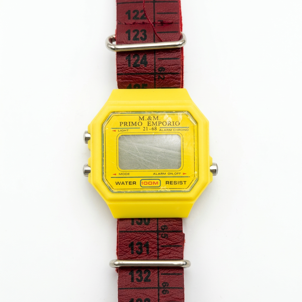 Orologio M&M Primo Emporio 21-68, cassa Gialla, cinturino a metro Bordeaux