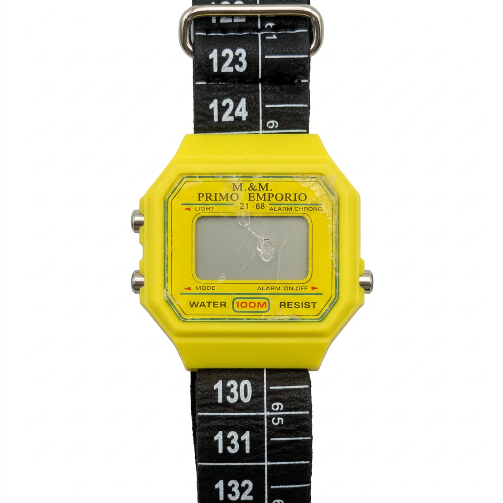 Orologio M&M Primo Emporio 21-68, cassa Gialla, cinturino a metro Nero